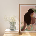 Load image into Gallery viewer, Bohemian-inspired artwork featuring a black woman in a pastel dress, celebrating beauty and confidence