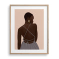 Load image into Gallery viewer, Elegant black woman named Elana, depicted in a mauve cross-strap dress with a minimalist background.