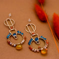 Load image into Gallery viewer, Geometric Earrings, Multi Color Gemstones