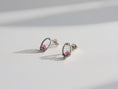 Load image into Gallery viewer, Handmade pink tourmaline gemstone stud earrings in sterling silver, lightweight minimalist jewelry
