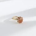 Load image into Gallery viewer, Fancy jasper brass statement ring handmade, orange and cream two-tone stone, prong setting, adjustable brass band, bykjones