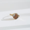 Load image into Gallery viewer, Fancy jasper brass statement ring handmade, grey, orange and sage multi color stone, prong setting, adjustable brass band, bykjones