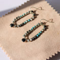 Load image into Gallery viewer, Onyx and Sleeping Beauty Turquoise Silver Stud Earrings