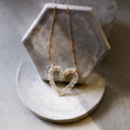 Load image into Gallery viewer, gold heart with gemstones, rainbow moonstone necklace, heart shaped necklace