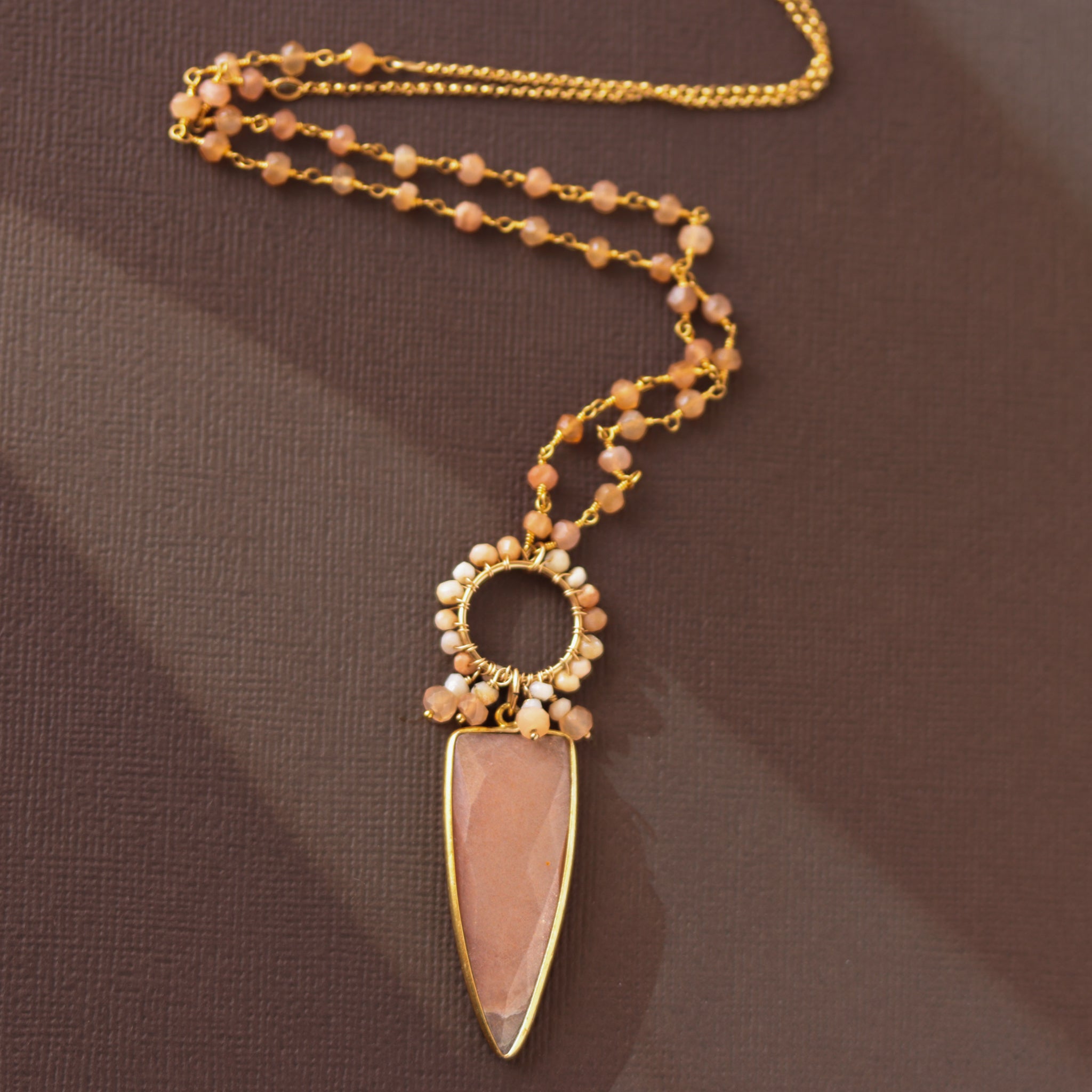 "Kayla" Peach Moonstone Necklace