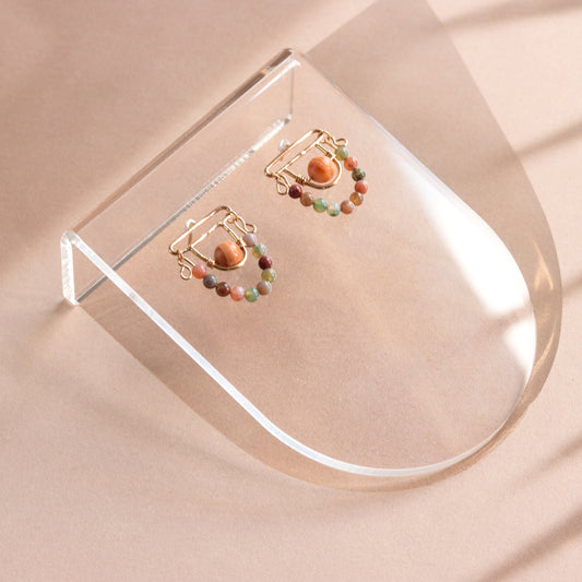 Multicolor Gemstones Stud Earrings - 14k Gold Filled Earrings