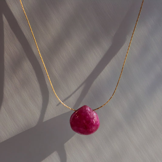 Pink Chalcedony Gemstone Necklace, 14k Gold filled Necklace