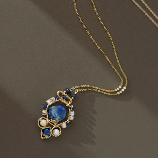 14k Gold Filled Necklace, Lapis Lazuli Gemstone Necklace