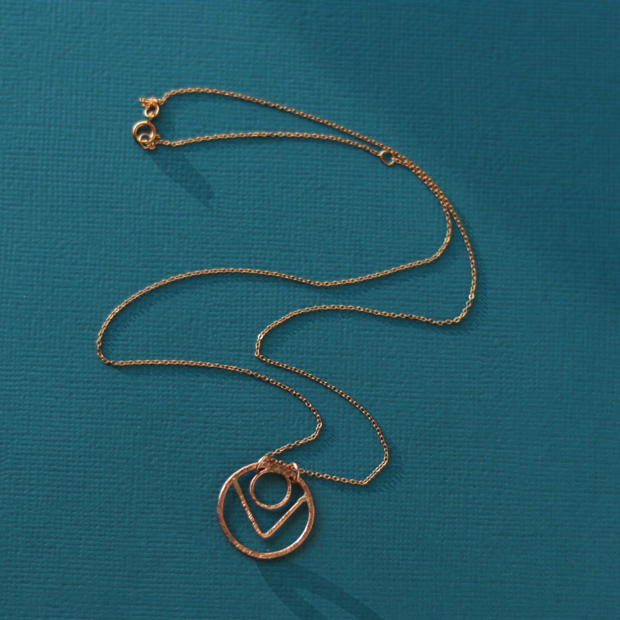 14k Gold Filled Necklace, Gold Circle Pendant