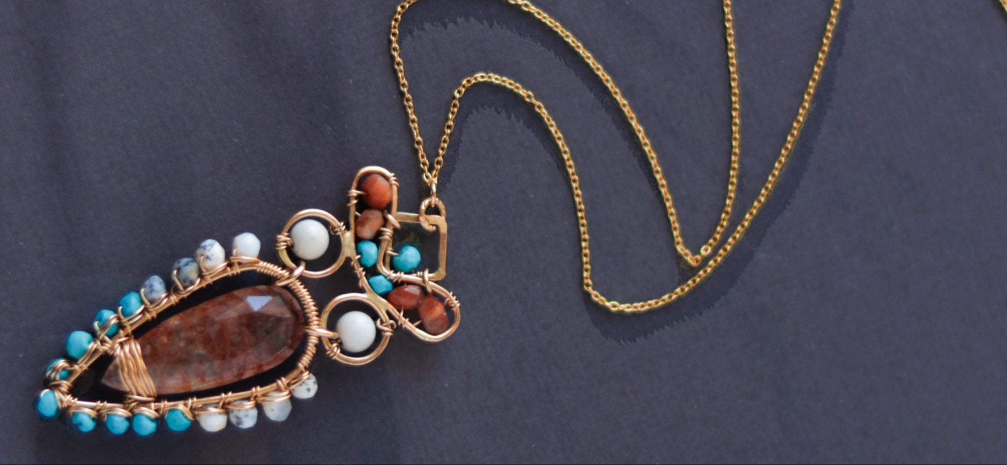 14k Gold Filled Necklace, Turquoise Gemstone Necklace