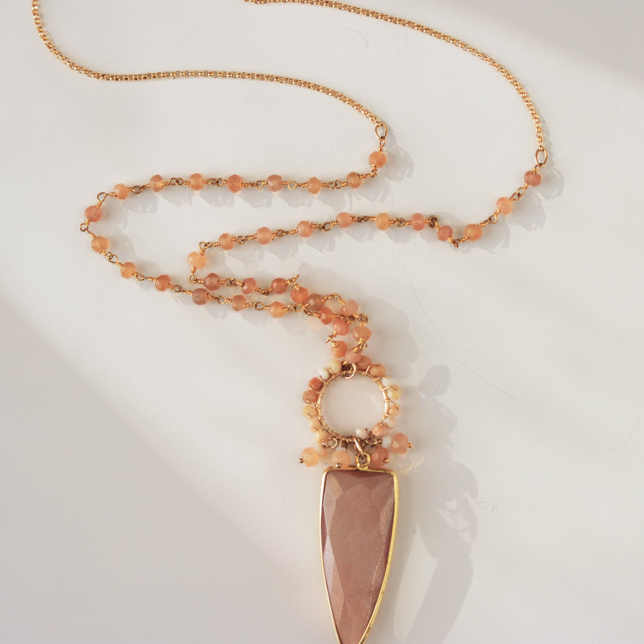 "Kayla" Peach Moonstone Necklace