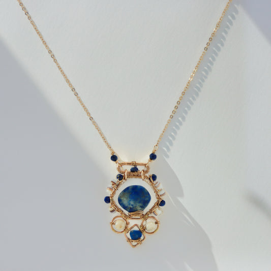 14k Gold Filled Necklace, Lapis Lazuli Gemstone Necklace