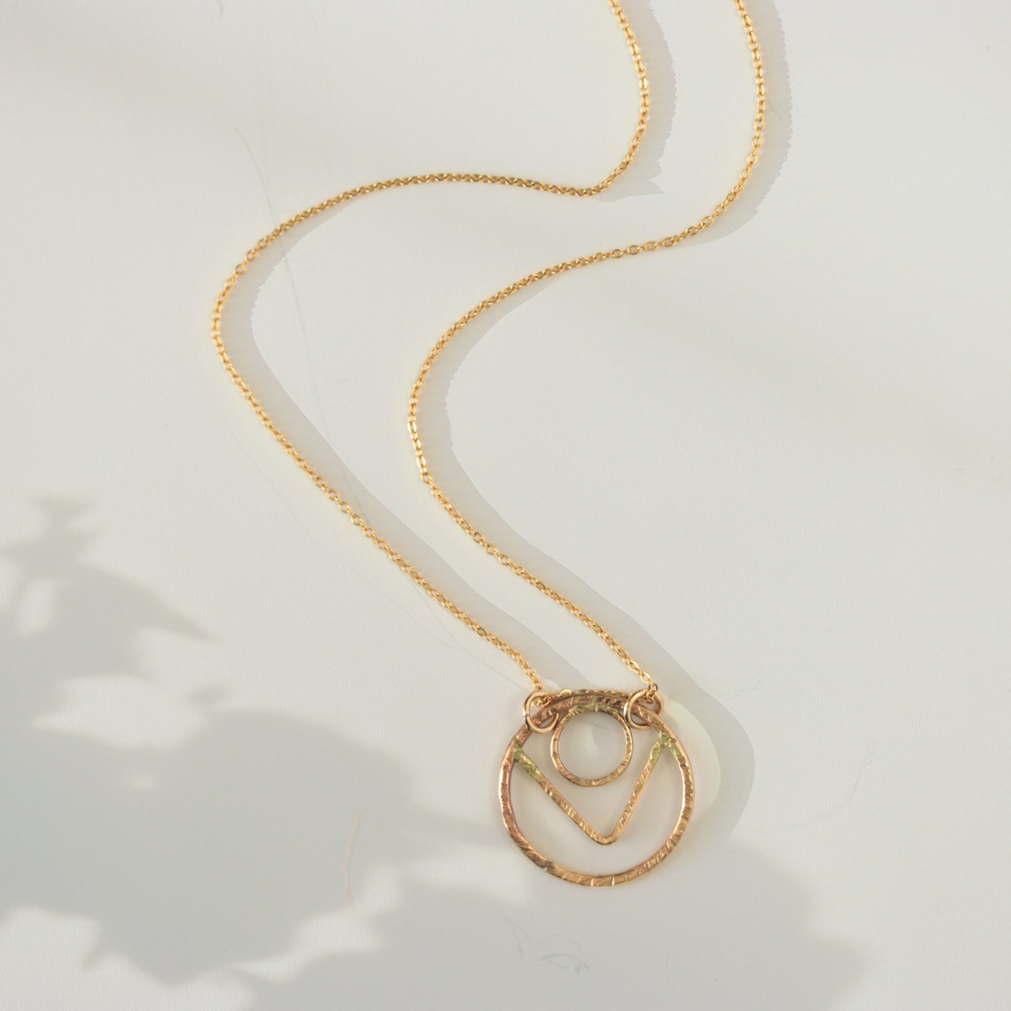 14k Gold Filled Necklace, Gold Circle Pendant