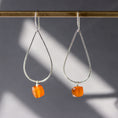 Load image into Gallery viewer, Minimalist Sterling Silver Earrings with Cognac Chalcedony
