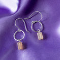 Load image into Gallery viewer, Handmade sterling silver drop dangle earrings with peach moonstone gemstones
