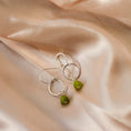 Load image into Gallery viewer, Minimalist sterling silver drop dangle earrings featuring natural green idocrase gemstones
