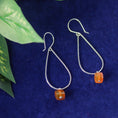 Load image into Gallery viewer, Handmade sterling silver earrings with cognac chalcedony gemstones in a drop dangle style.
