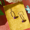 Load image into Gallery viewer, Handmade sterling silver earrings featuring amethyst gemstones in a minimalist drop dangle design.
