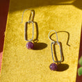 Load image into Gallery viewer, Ethically sourced amethyst earrings with sterling silver drop dangle design.
