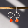 Load image into Gallery viewer, Ethically sourced carnelian earrings with 925 sterling silver drop dangle design.
