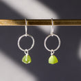 Load image into Gallery viewer, Lightweight handcrafted sterling silver earrings with ethically sourced green idocrase gemstones.
