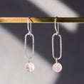 Load image into Gallery viewer, Minimalist Sterling Silver Earrings with Rose Quartz
