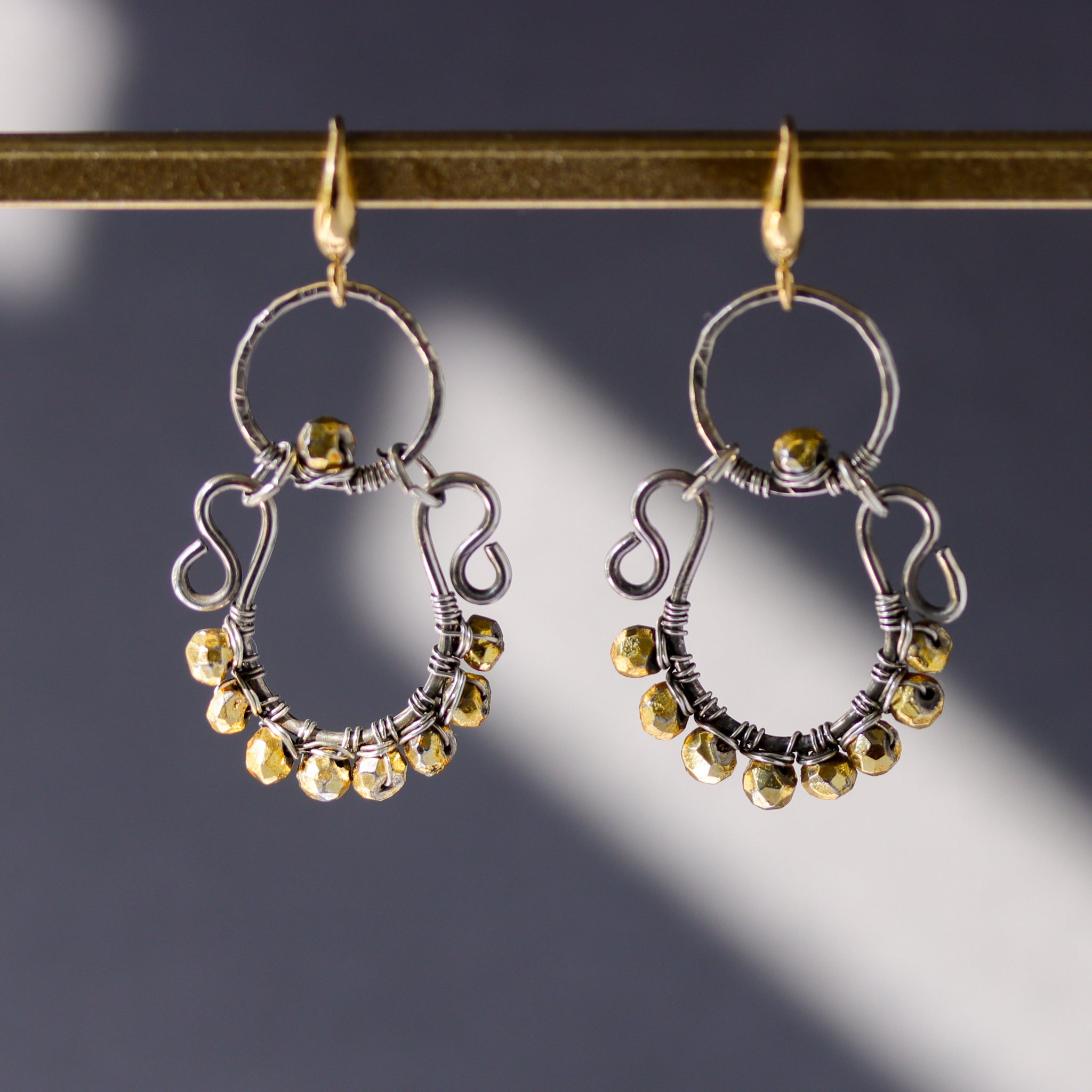 Gold Pyrite Sterling Silver Earrings