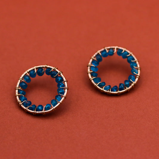 Circle Studs with Apatite Gemstones