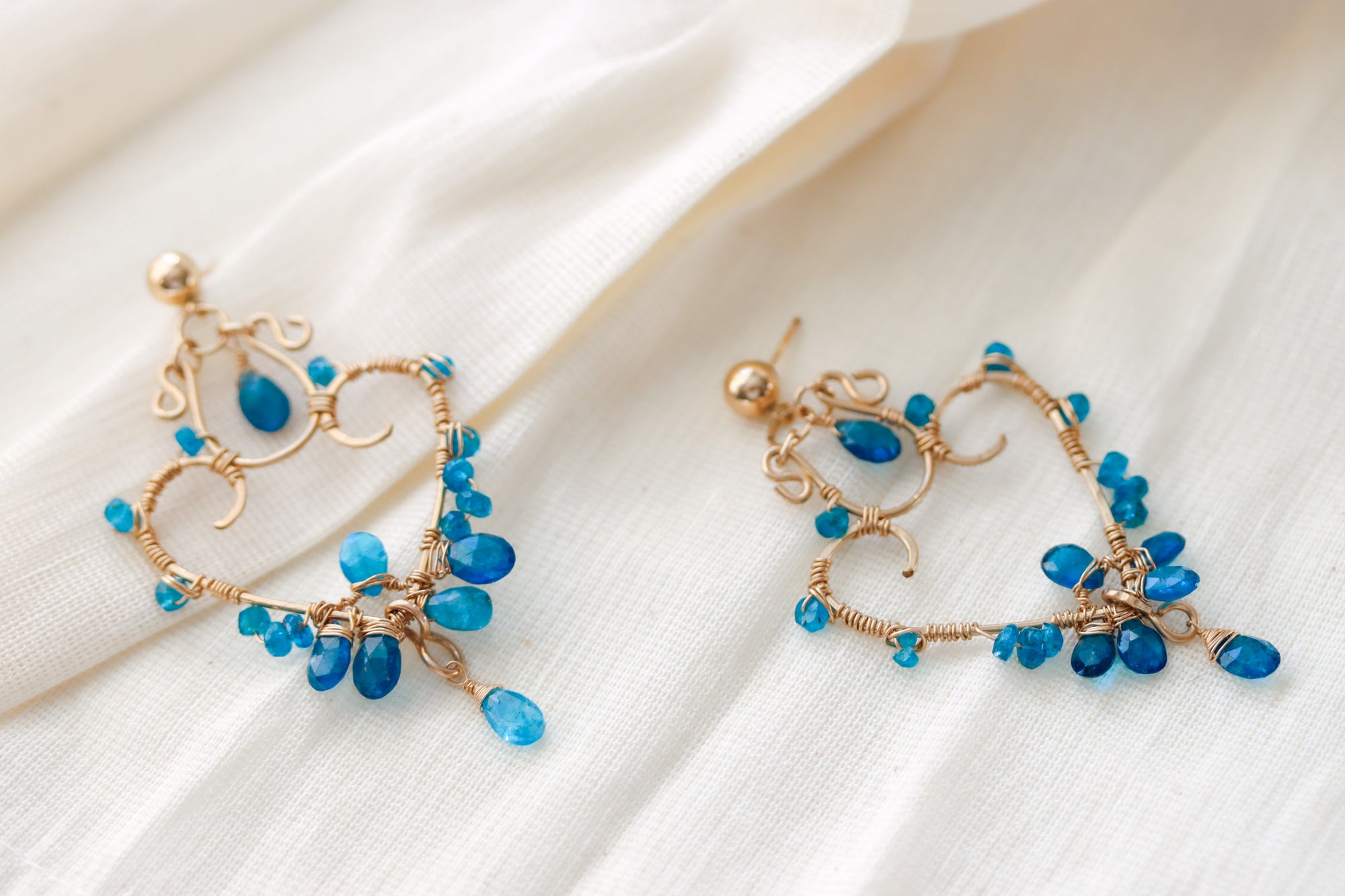 Apatite Gemstone Earrings, 14k Gold Filled Earrings