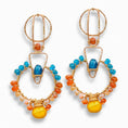 Load image into Gallery viewer, Geometric Earrings, Multi Color Gemstones
