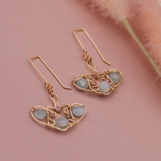 Aquarmarine Gemstone Earrings, 14k gold filled