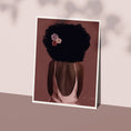 Load image into Gallery viewer, llustration of Jennifer, a black woman in a minimalist scene, looking over her shoulder in a blush dress.
