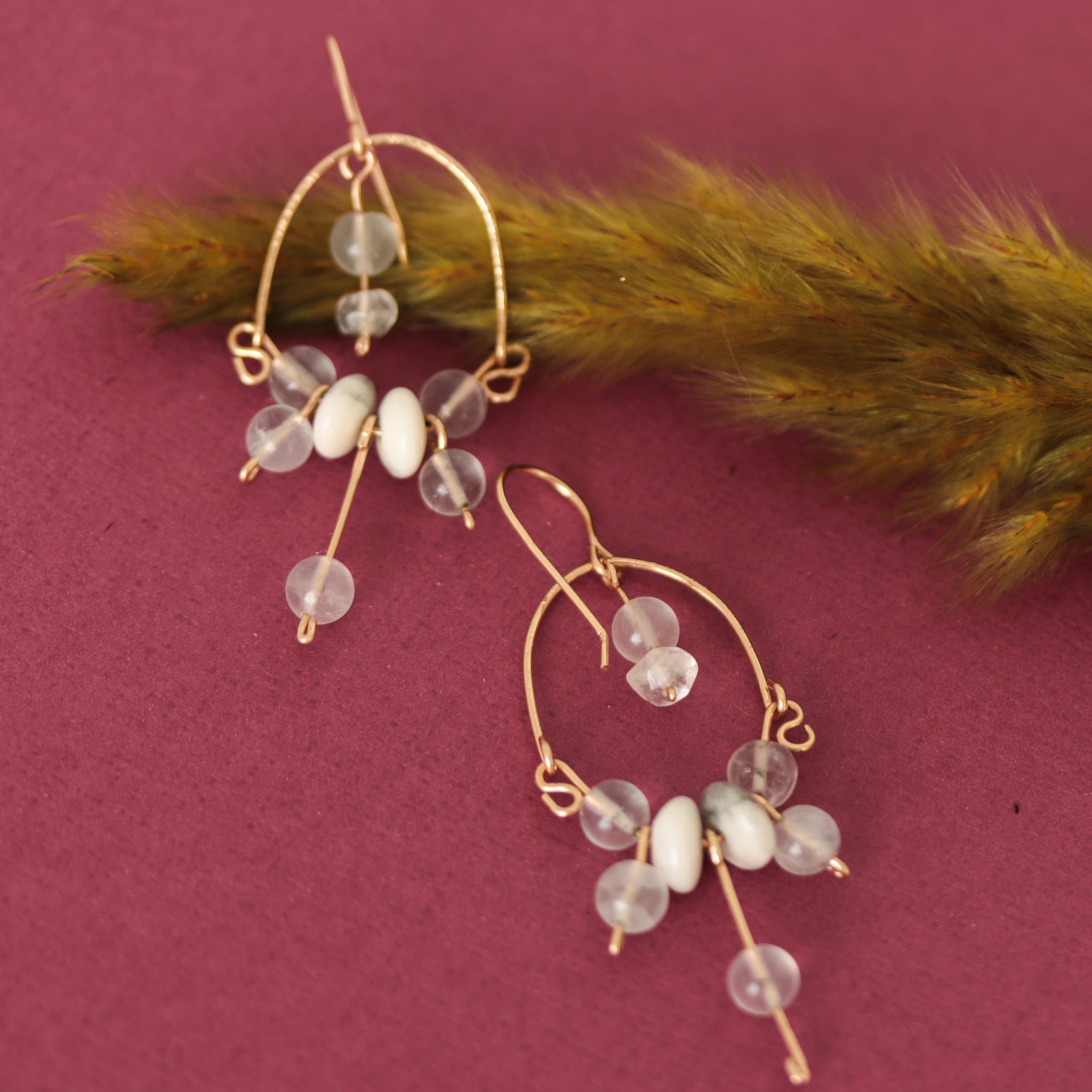 Crystal Quartz and White Howlite Gemstone Earrings