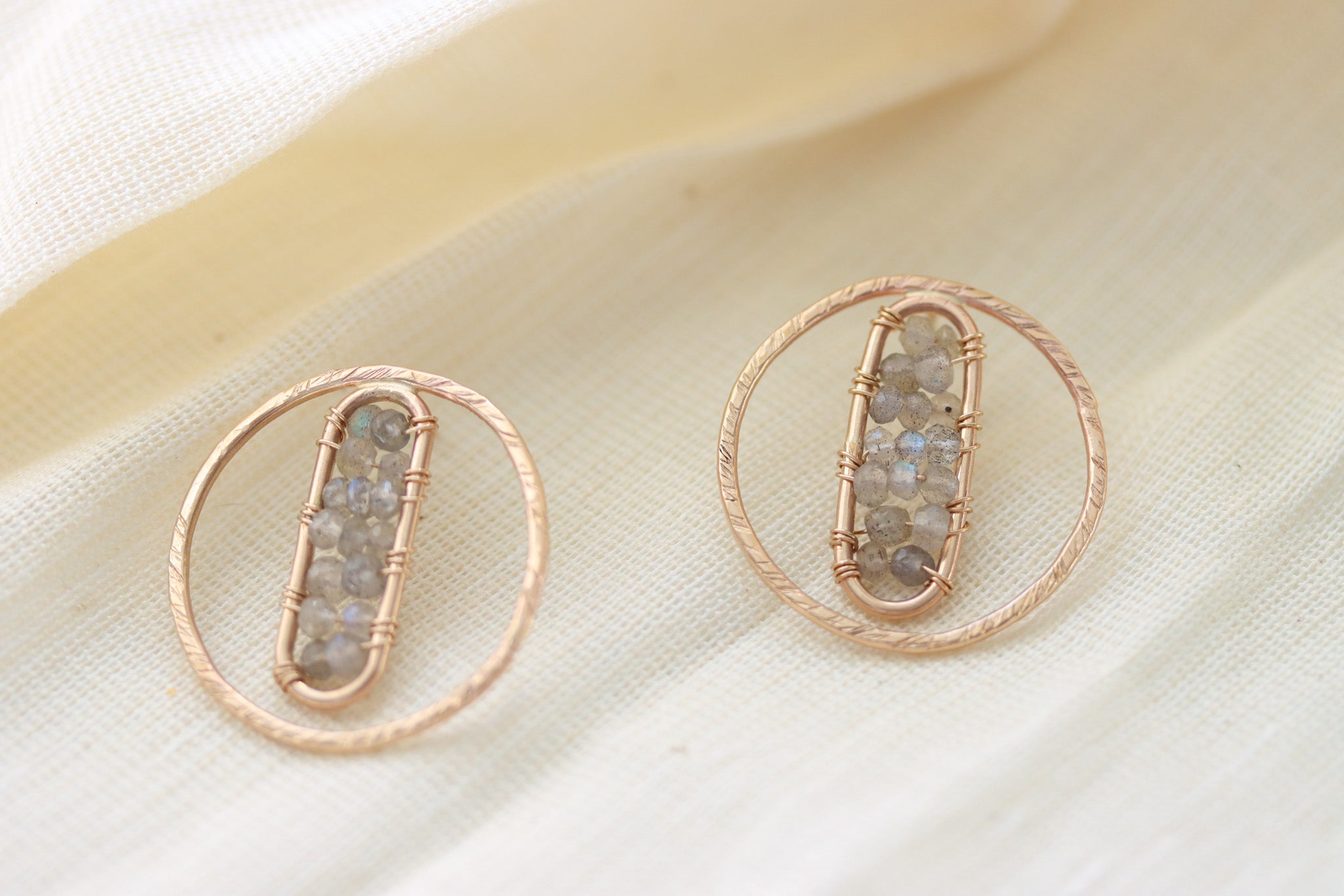 Labradorite Gemstone Earrings, 14k Gold Filled Post Earrings