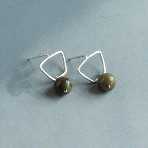 Simple and delicate sterling silver stud earrings featuring jasper gemstones