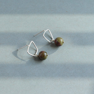 Handmade sterling silver stud earrings with jasper gemstones