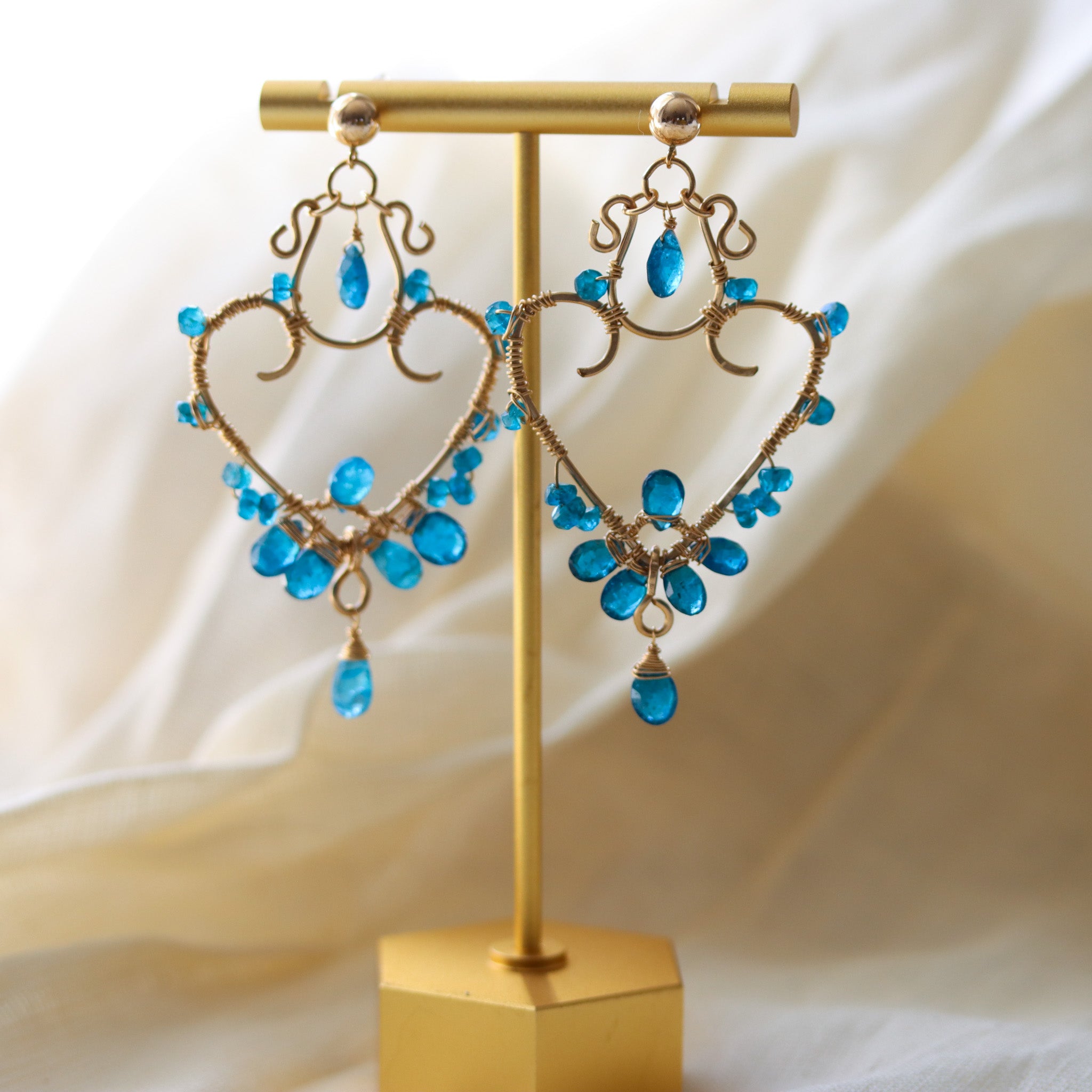 Apatite Gemstone Earrings, 14k Gold Filled Earrings