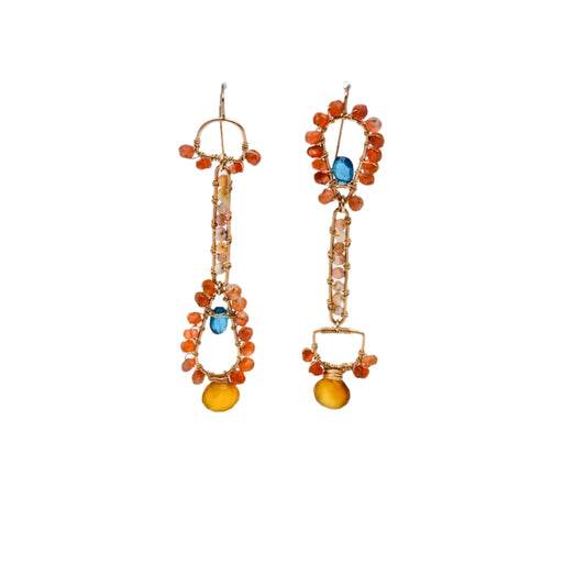 Long Drop Earrings - Multi Gemstones