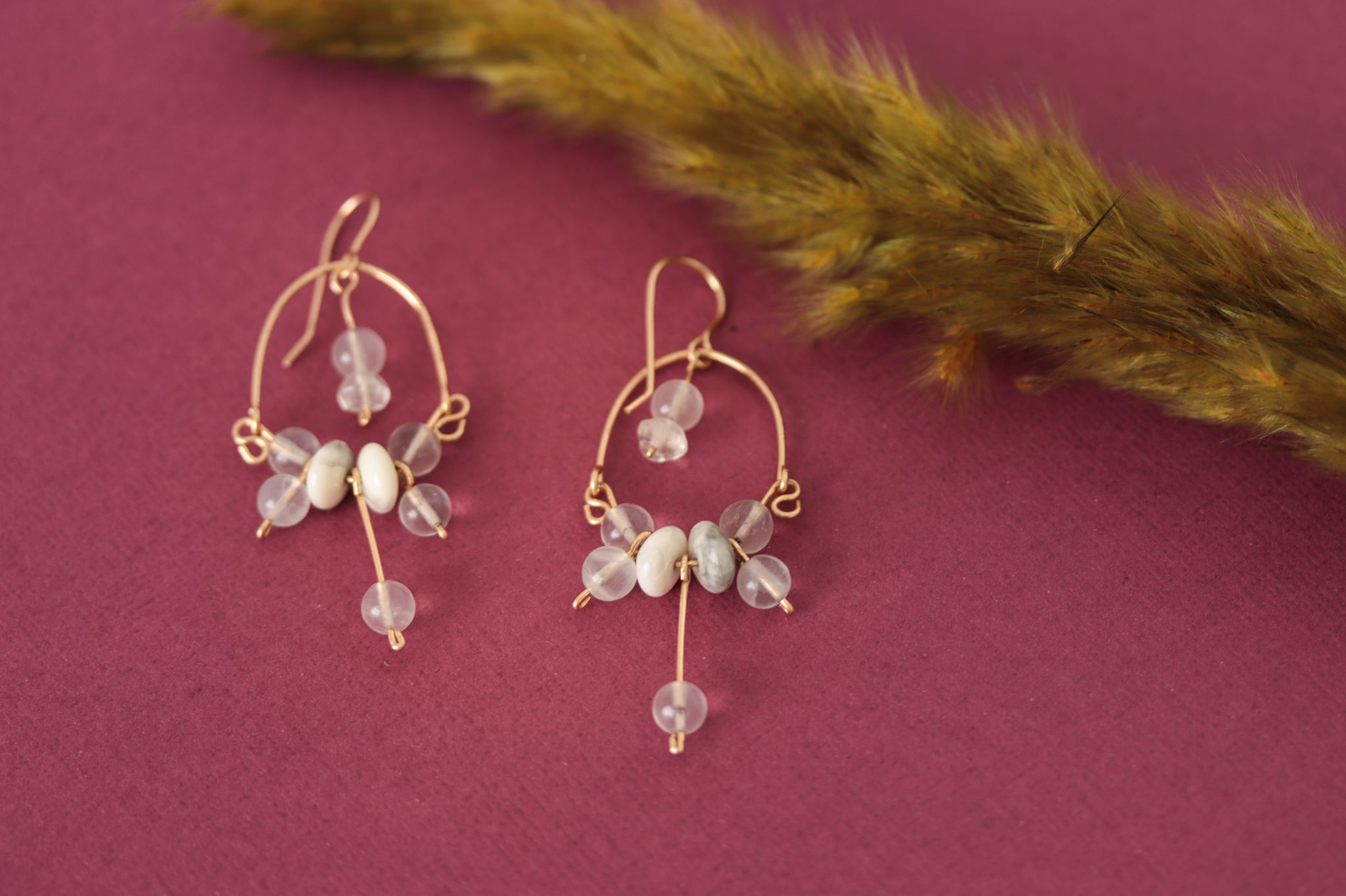 Crystal Quartz and White Howlite Gemstone Earrings