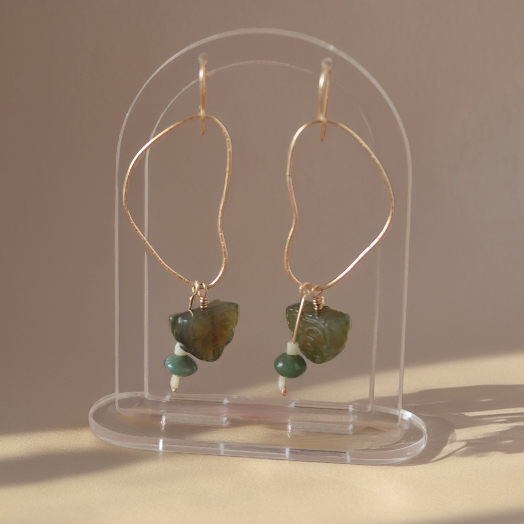 Green Aventurine Earrings, 14k Gold Filled Earrings