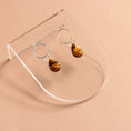 Load image into Gallery viewer, Delicate sterling silver earrings featuring tiger eye gemstones
