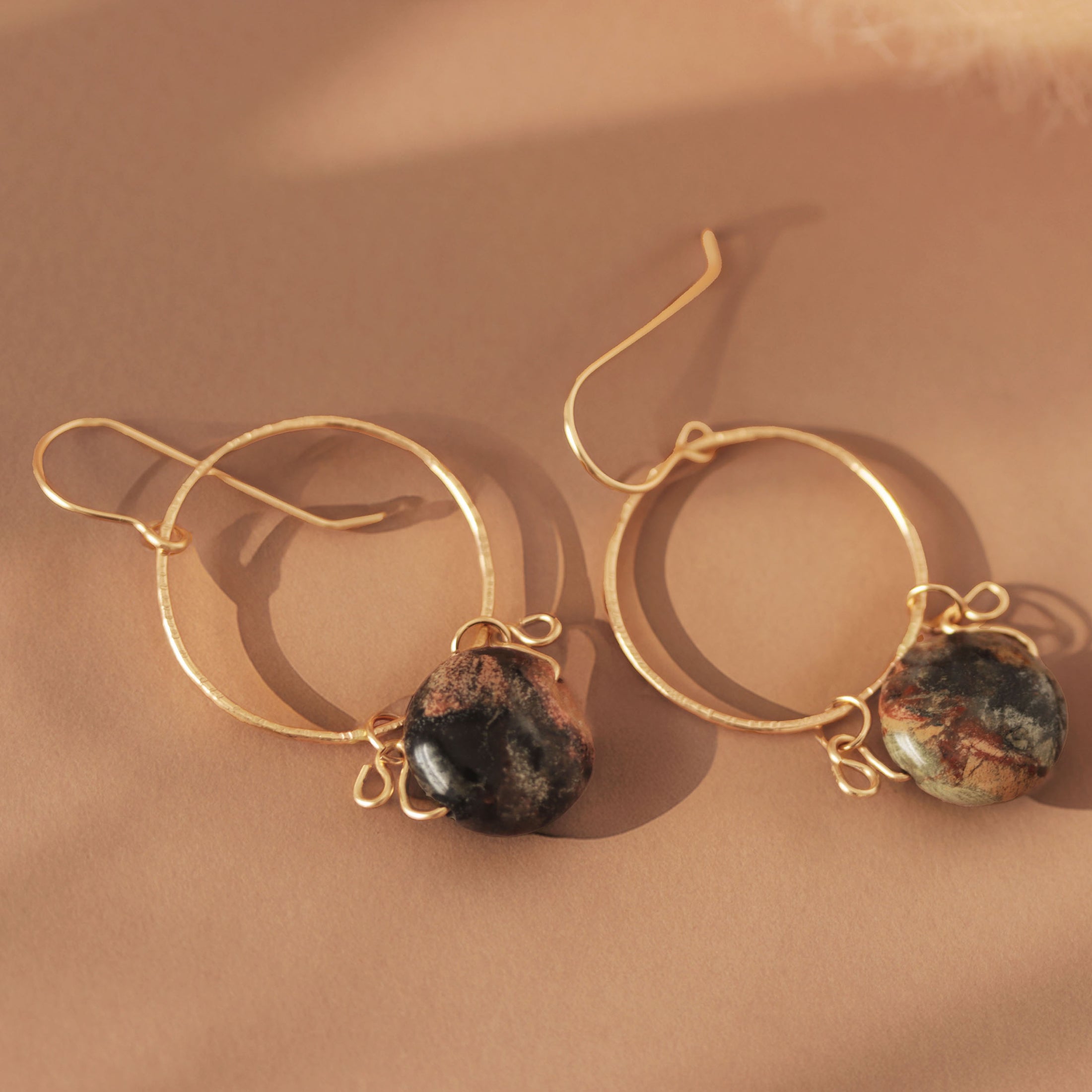 Jasper Earrings, 14k Gold Filed Earrings