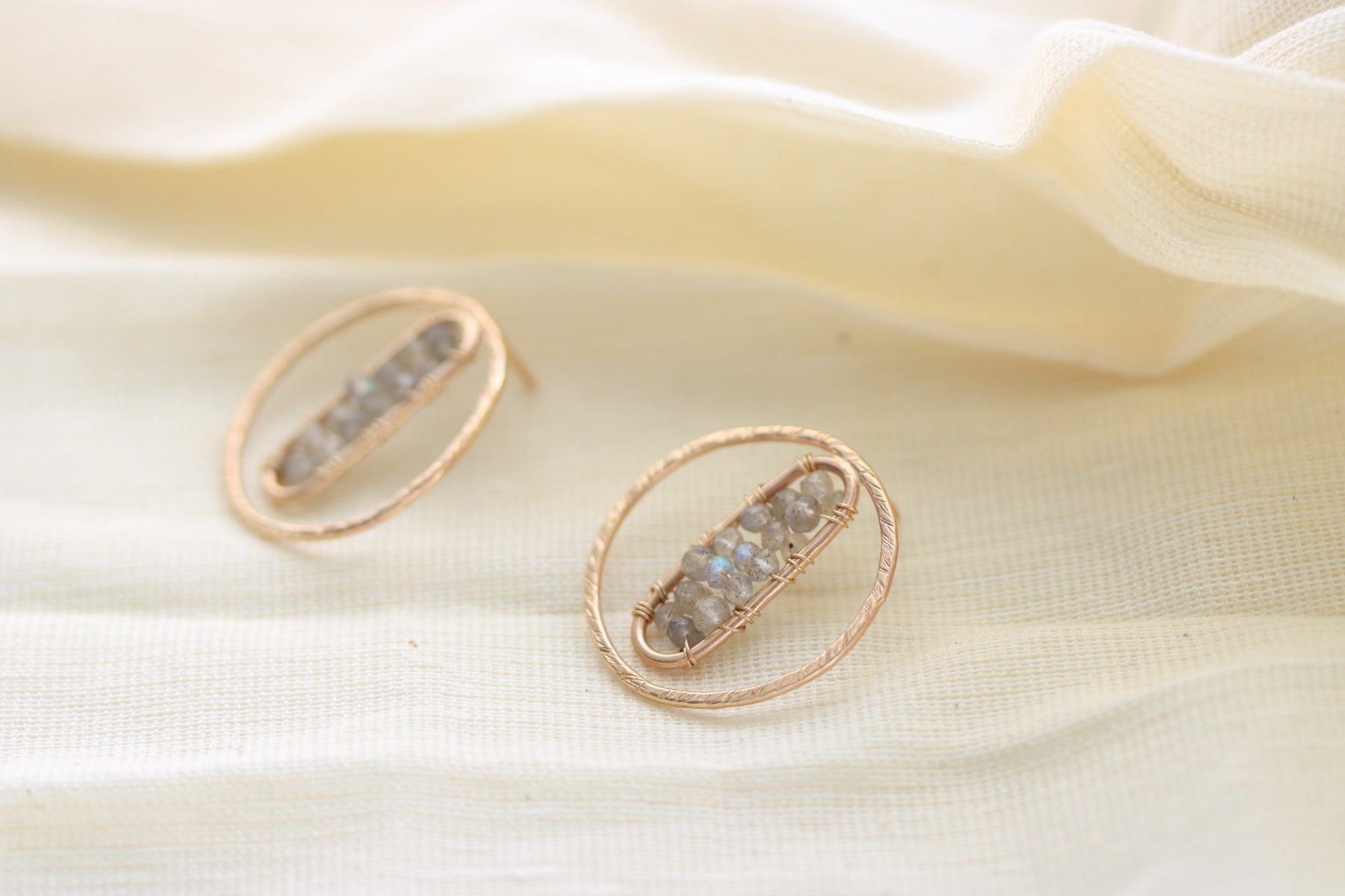 Labradorite Gemstone Earrings, 14k Gold Filled Post Earrings