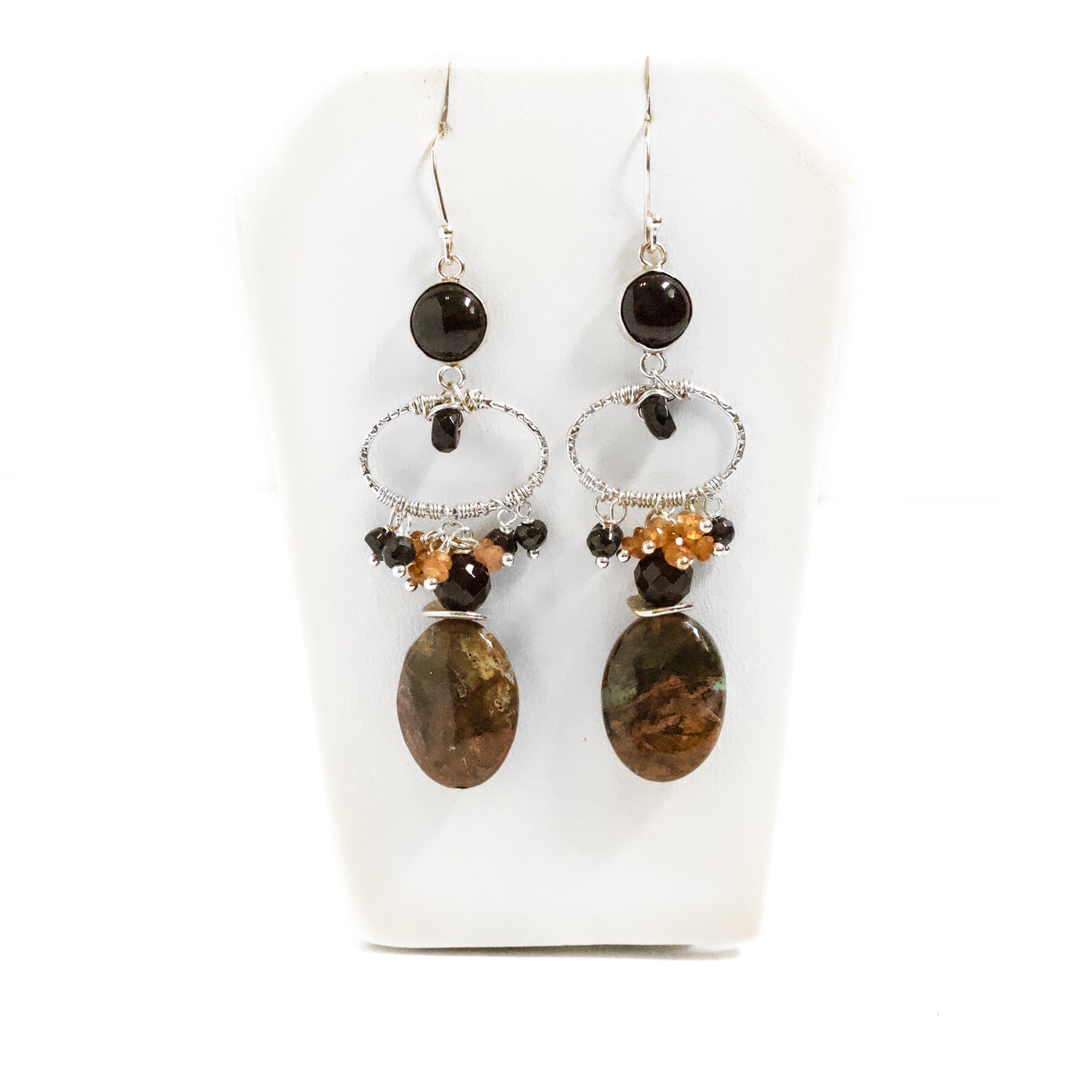 Jasper and Onyx Sterling Silver  Earrings