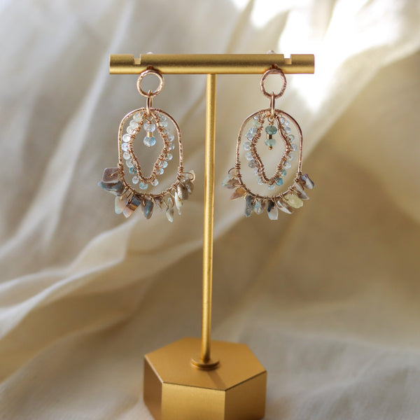 One-of-a-kind simple gold-filled pearl, apatite hotsell earring