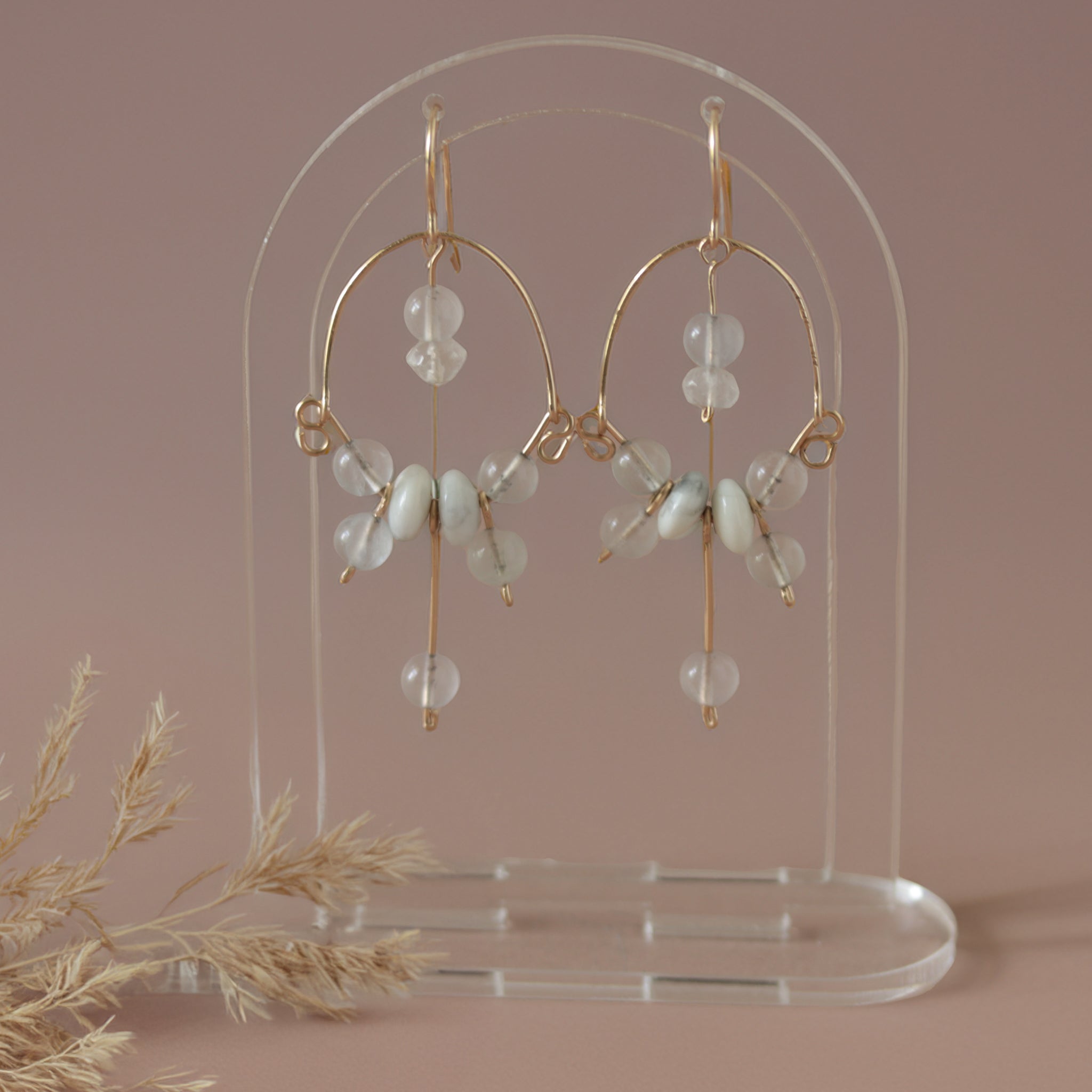 Crystal Quartz and White Howlite Gemstone Earrings