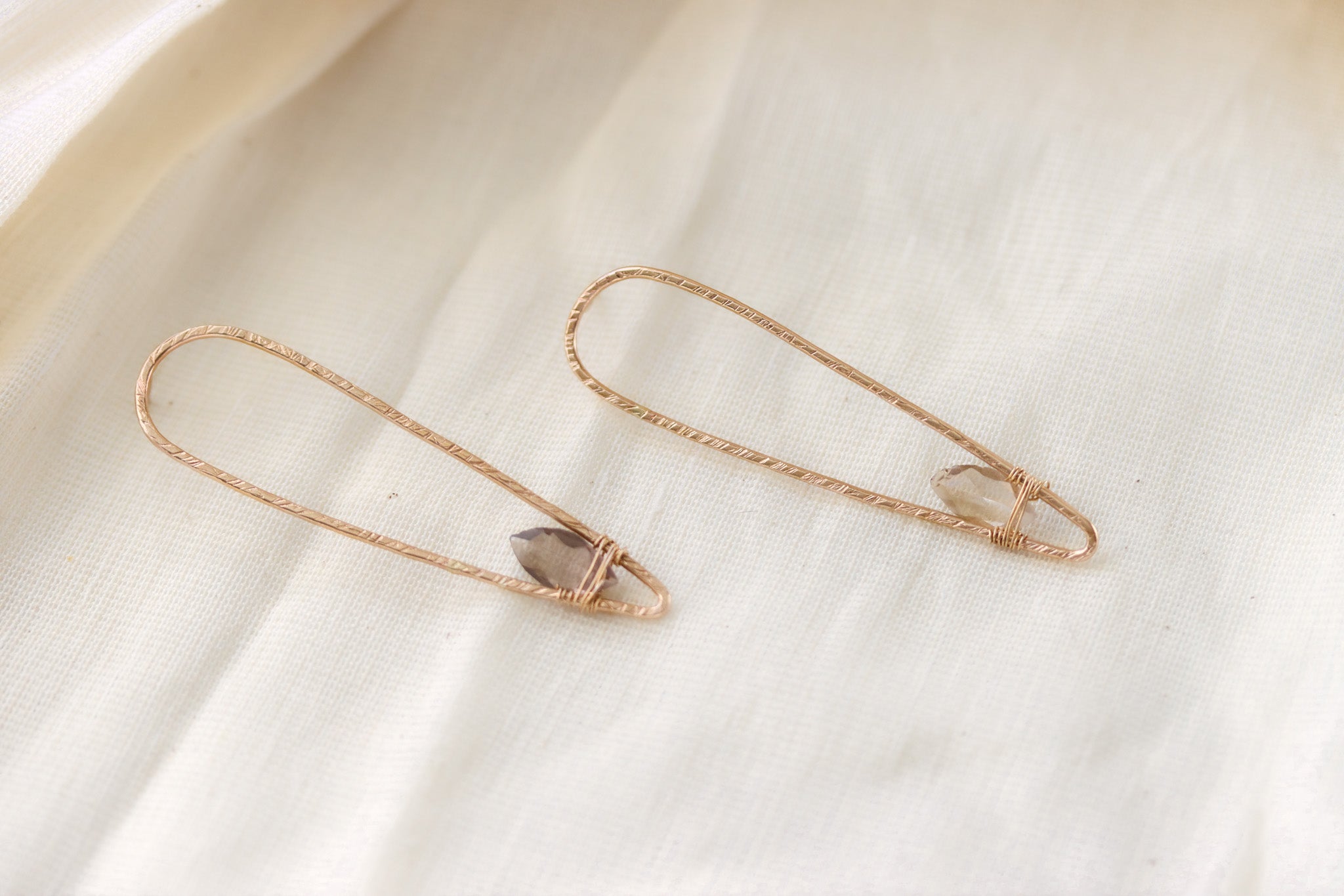 Smokey Quartz Gemstone Earrings, 14k Gold Filled Post Earrings