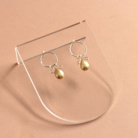 Sterling Silver Earring with Gold Tear Drops