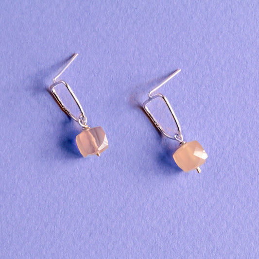 Pink Chalcedony Sterling Silver Earrings