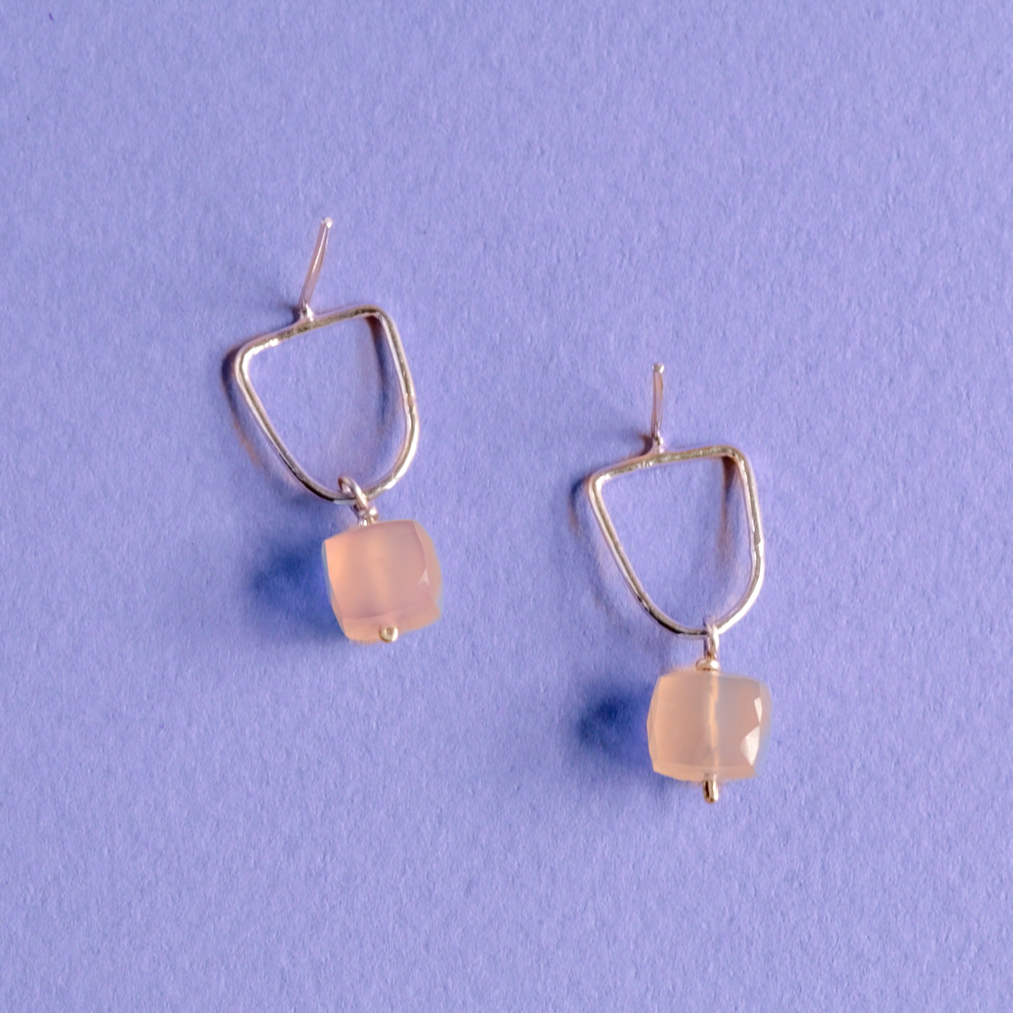 Pink Chalcedony Sterling Silver Earrings